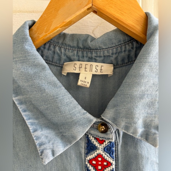 EUC size 6 spense sleeveless blue chambray dress with beautiful ❤️ & 💙 appliqué - Picture 3 of 3